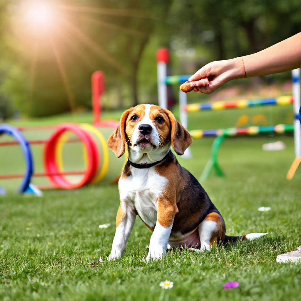 Anjing sedang diberi makanan sehat oleh pelatih